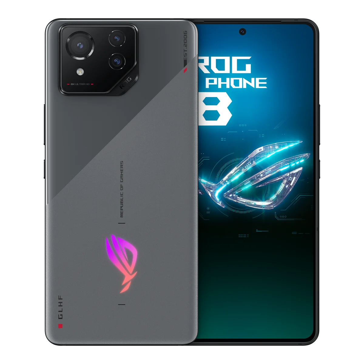 ASUS ROG Phone 8, front and back