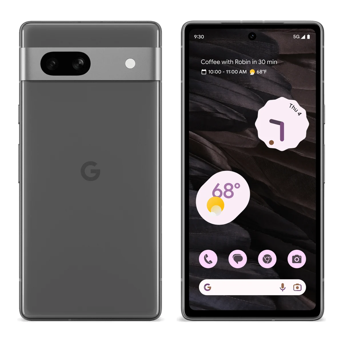 Google Pixel 7a, front and back