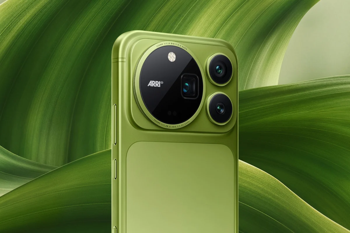 HONOR Magic9 Pro Max in Moss Green, back view with the large ARRI-branded camera ring