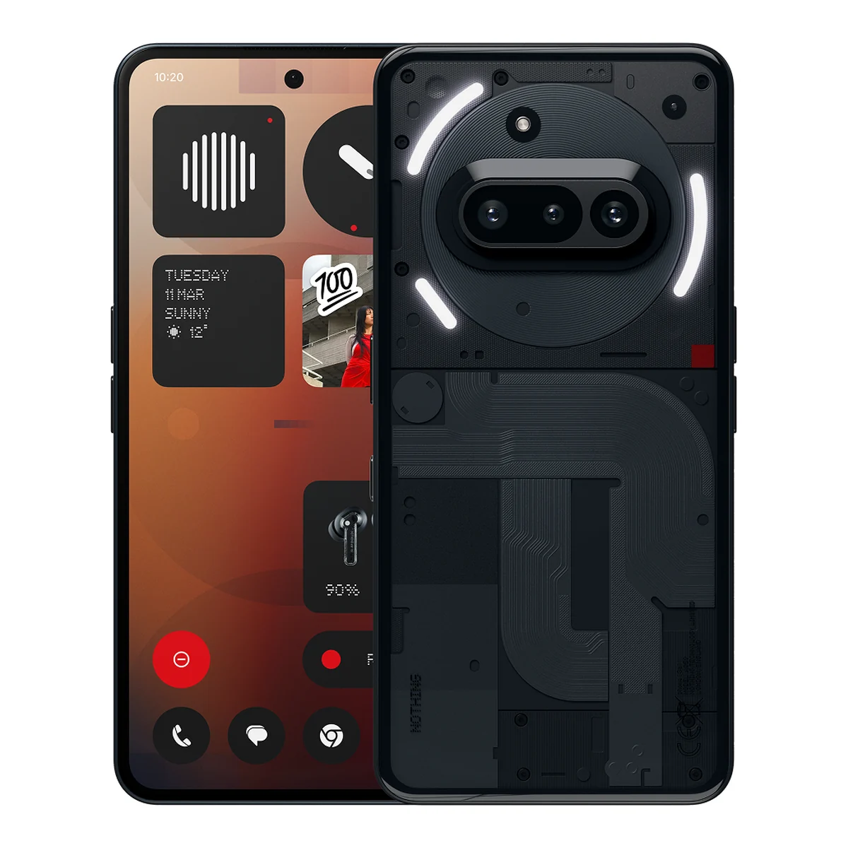 Nothing Phone (3a), front and back