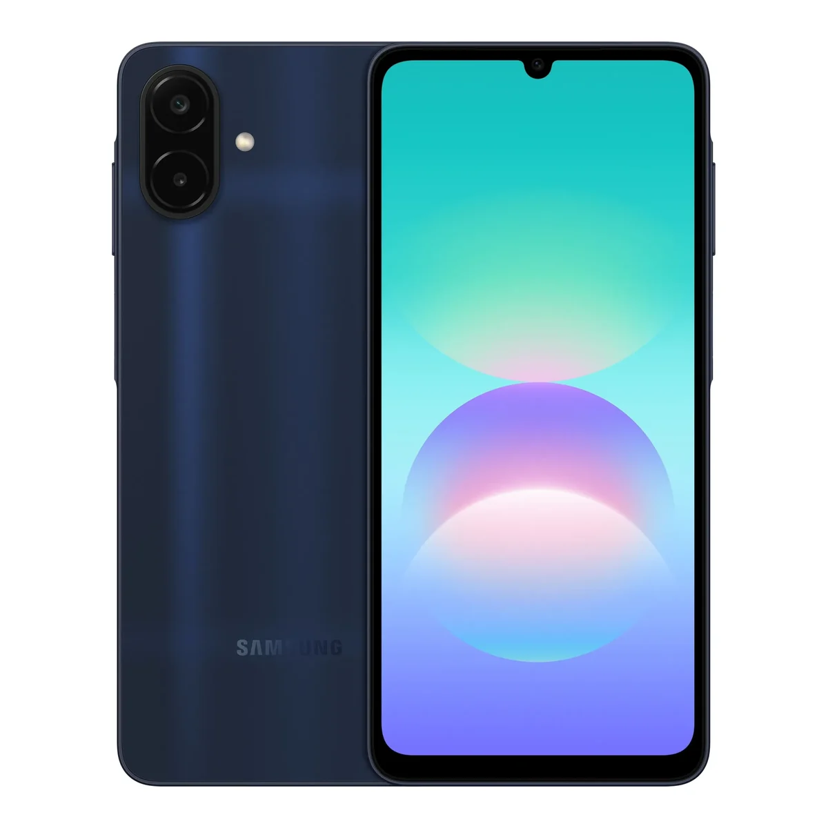 Samsung Galaxy A08, front and back